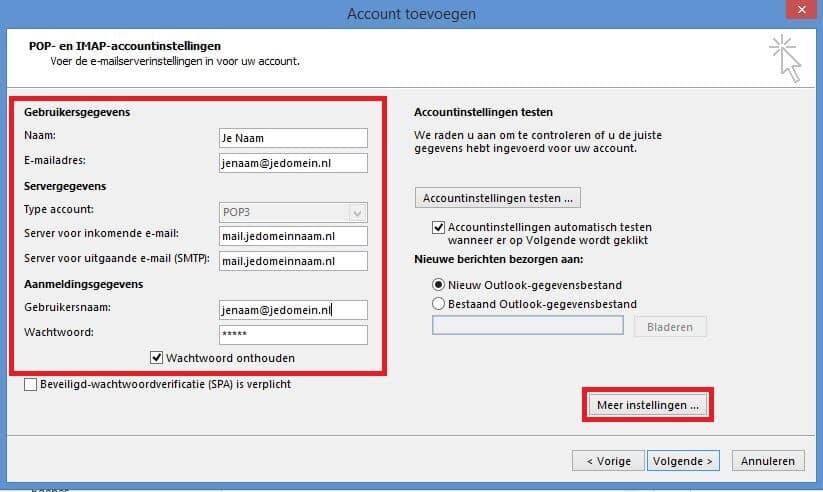 Je email instellen in Outlook