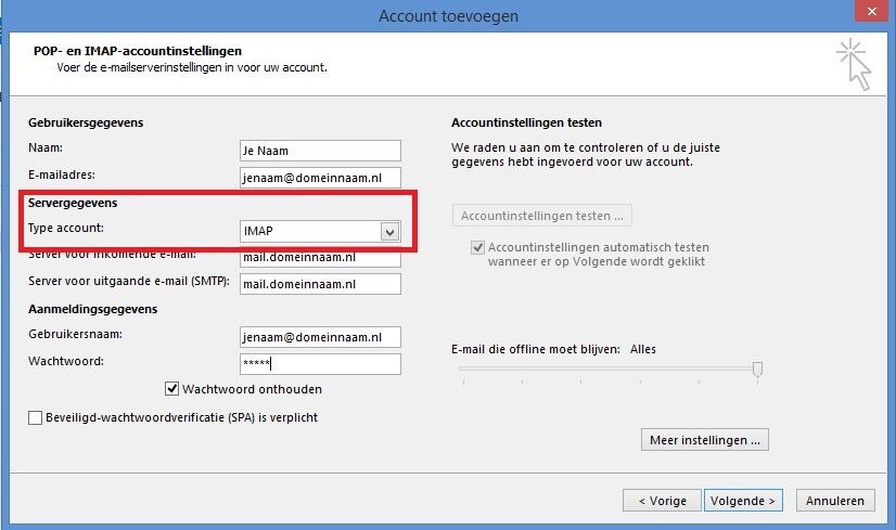 Email instellen in Microsoft Outlook