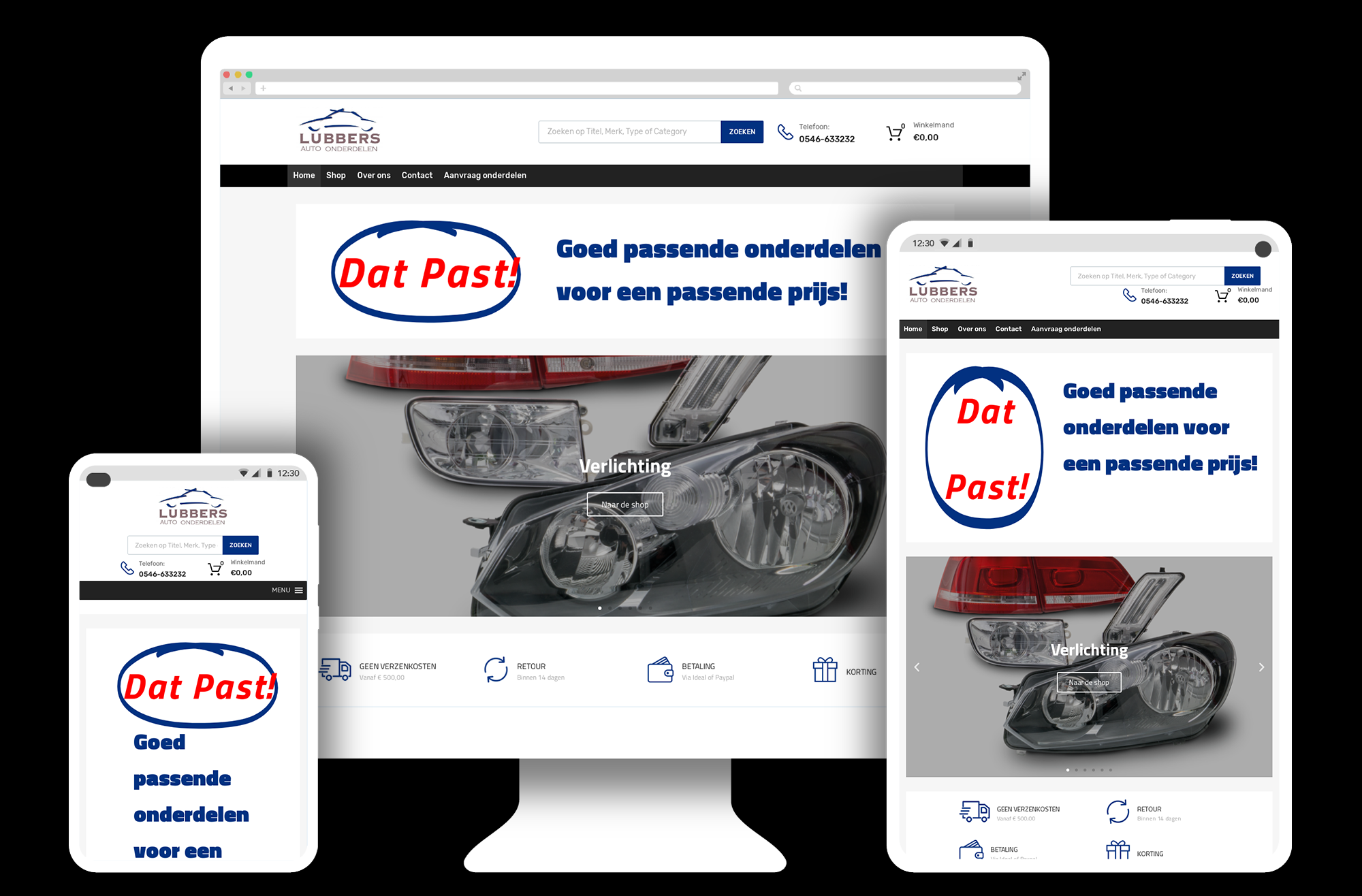 woocommerce webshop responsive voor autoonderdelen bedrijf datpast