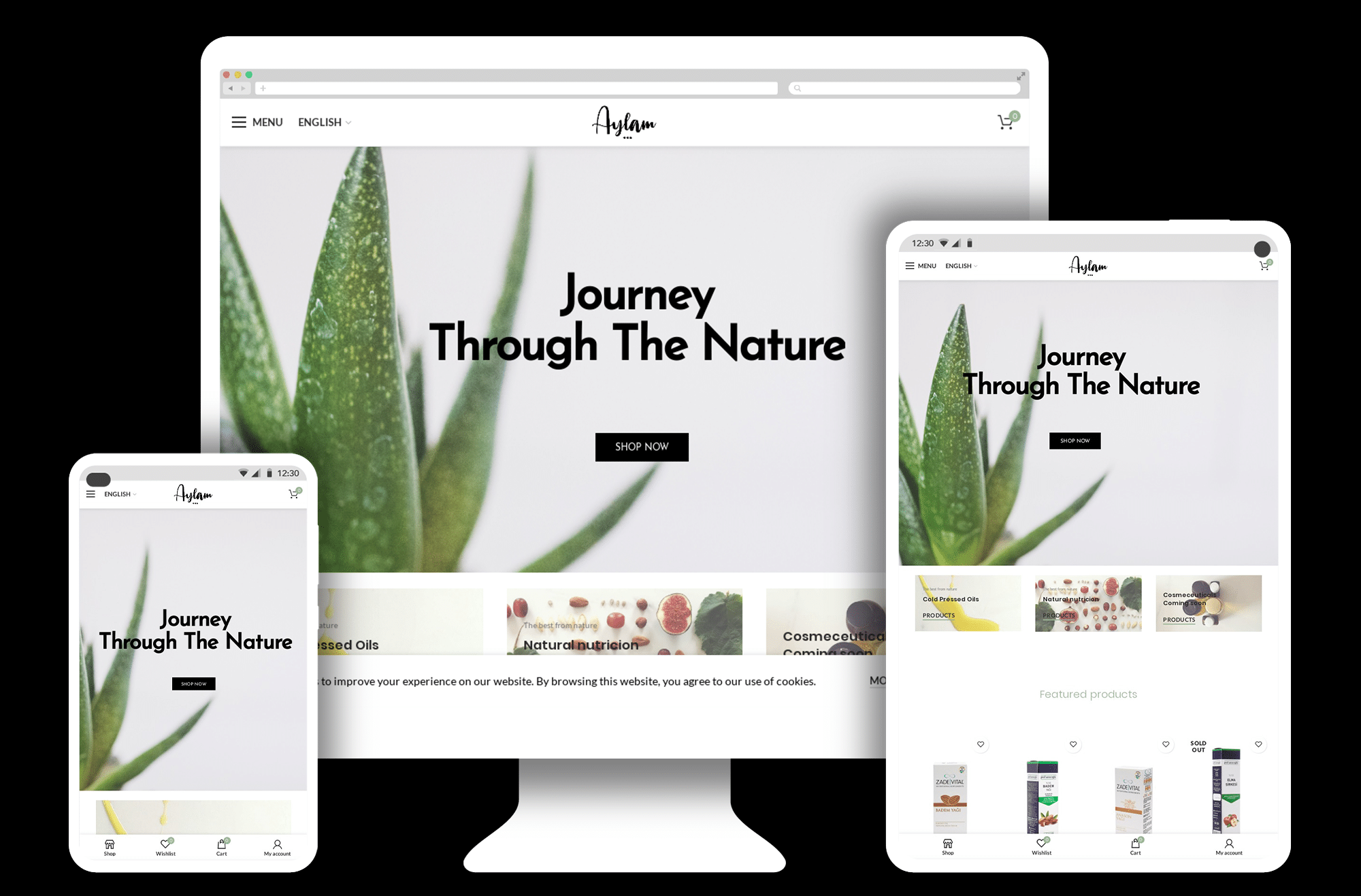 woocommerce webshop responsive voor aylam natuurlijke olien