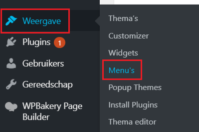 een menu aanpassen in wordpress via weergave menu's
