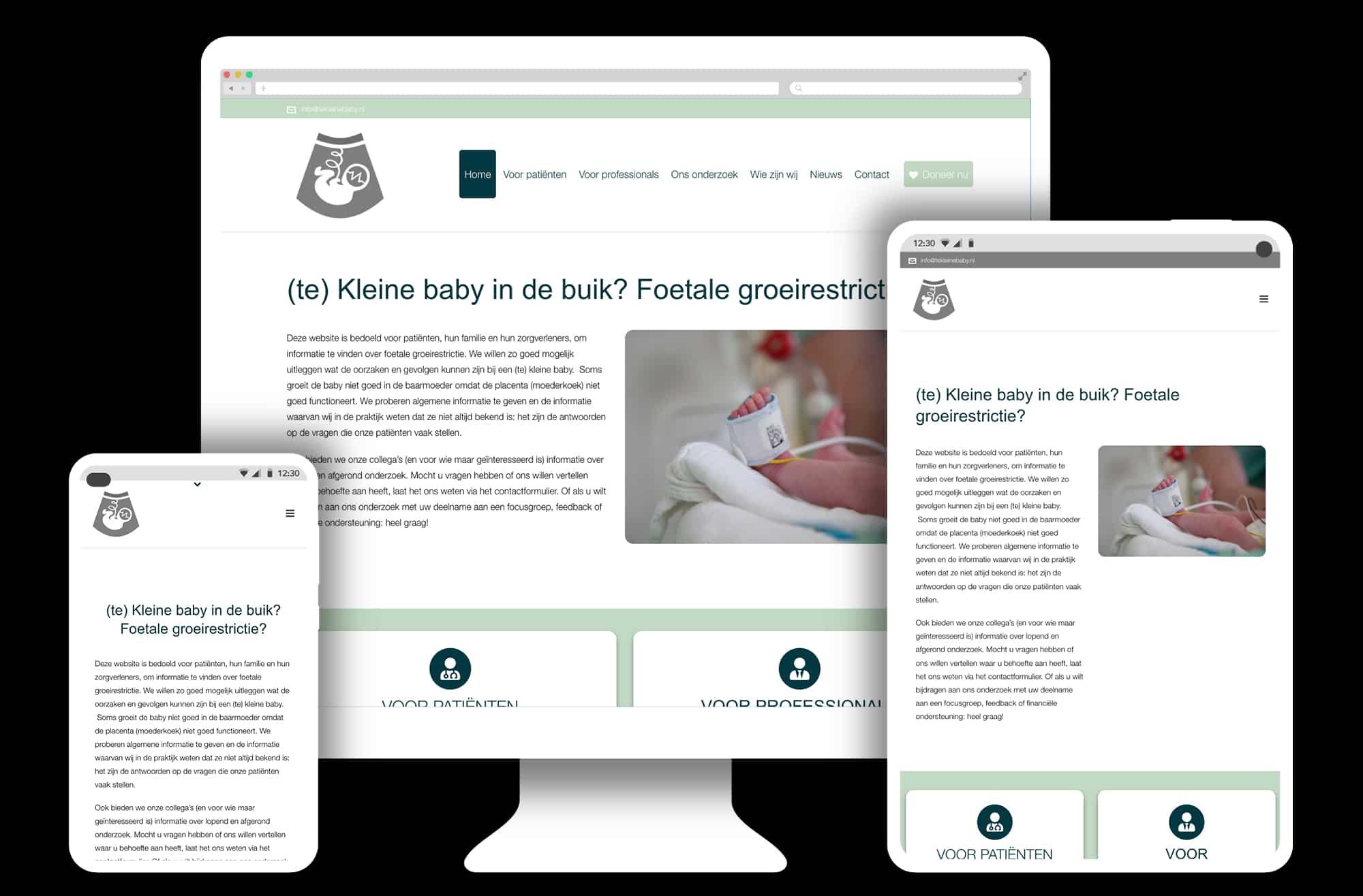 WordPress website voor Te kleine baby