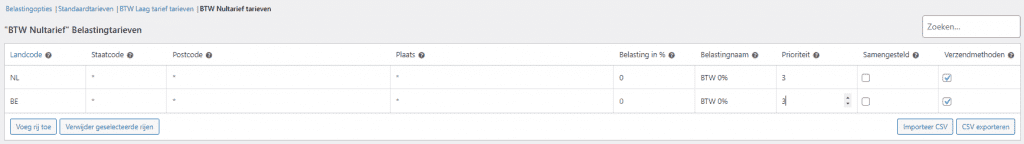 Instellen BTW nul tarief in WooCOmmerce