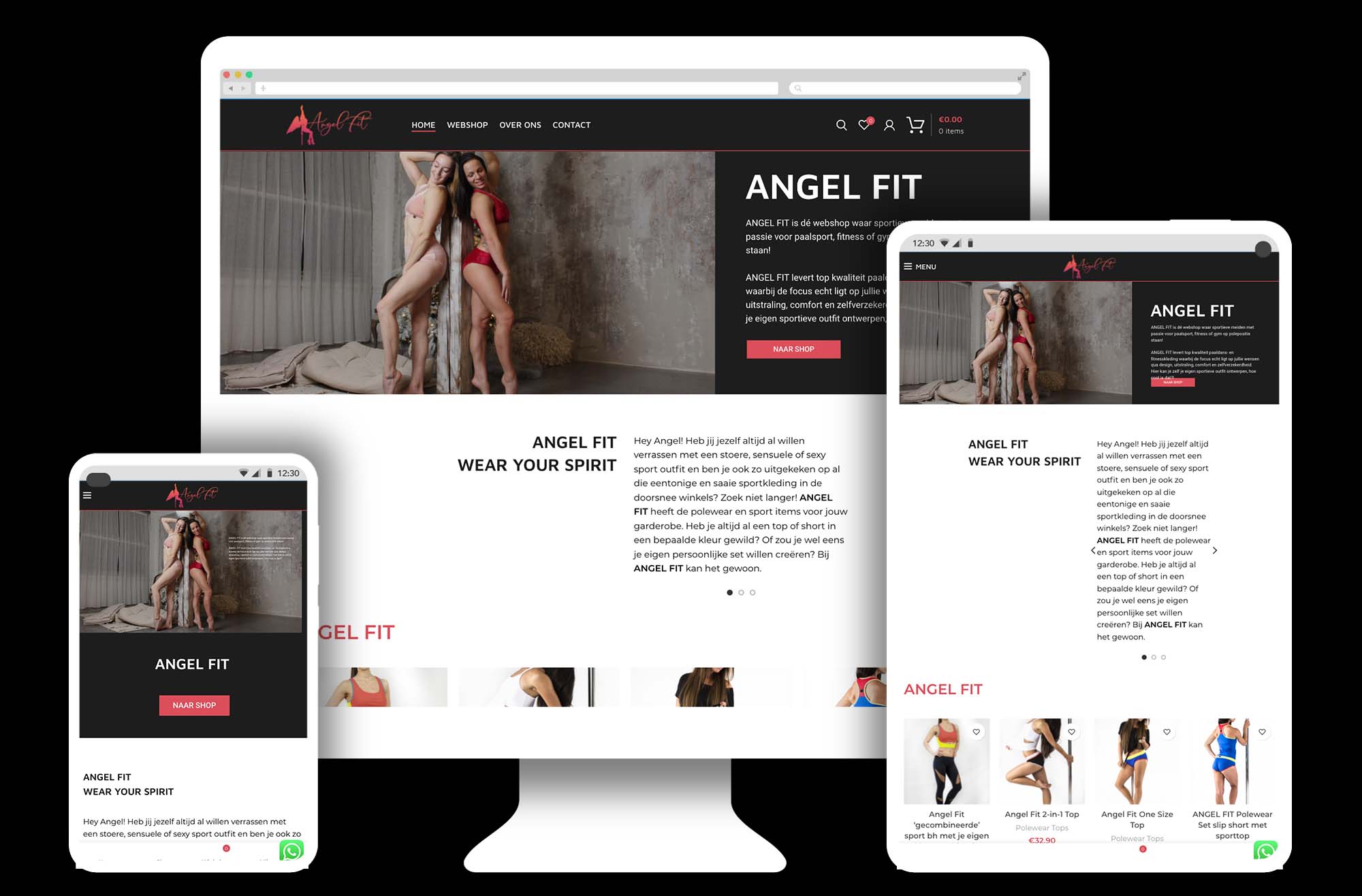 WordPress webshop voor Angel Fit