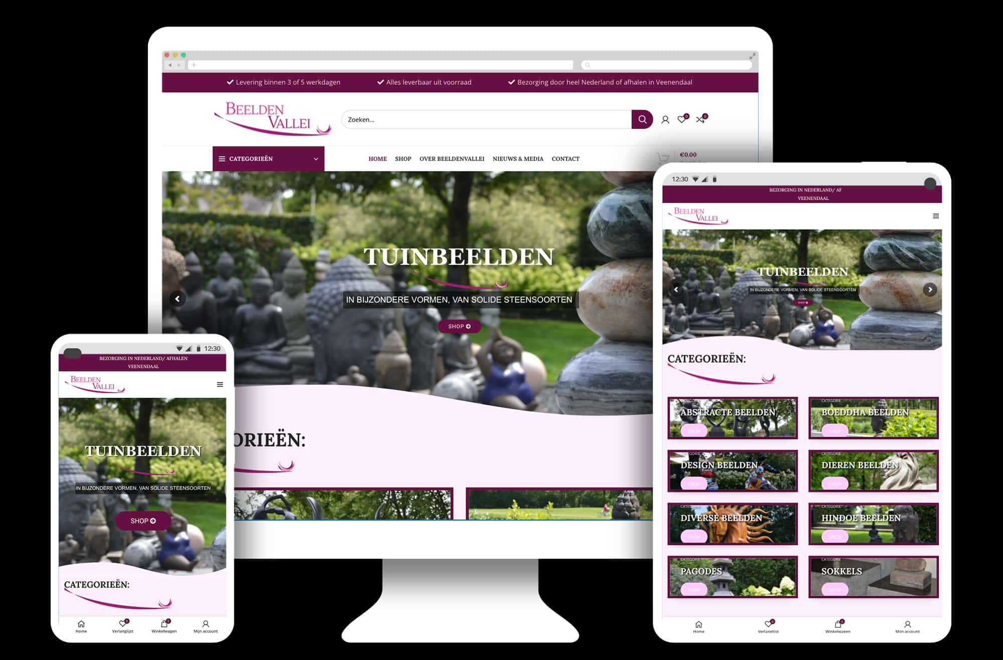 Woocommerce website voor Beeldenvallei