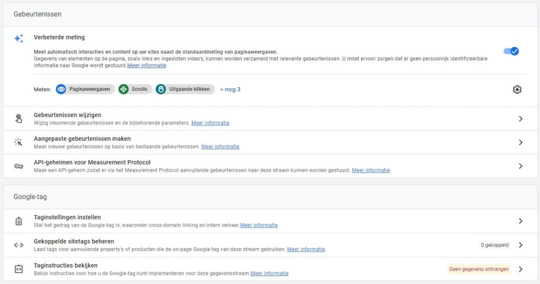 Google Analytics 4 gegevensstreaam